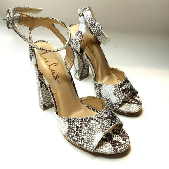 Lulu's Priya Snake Print Ankle Strap Platform Heel - Picture 6 of 11
